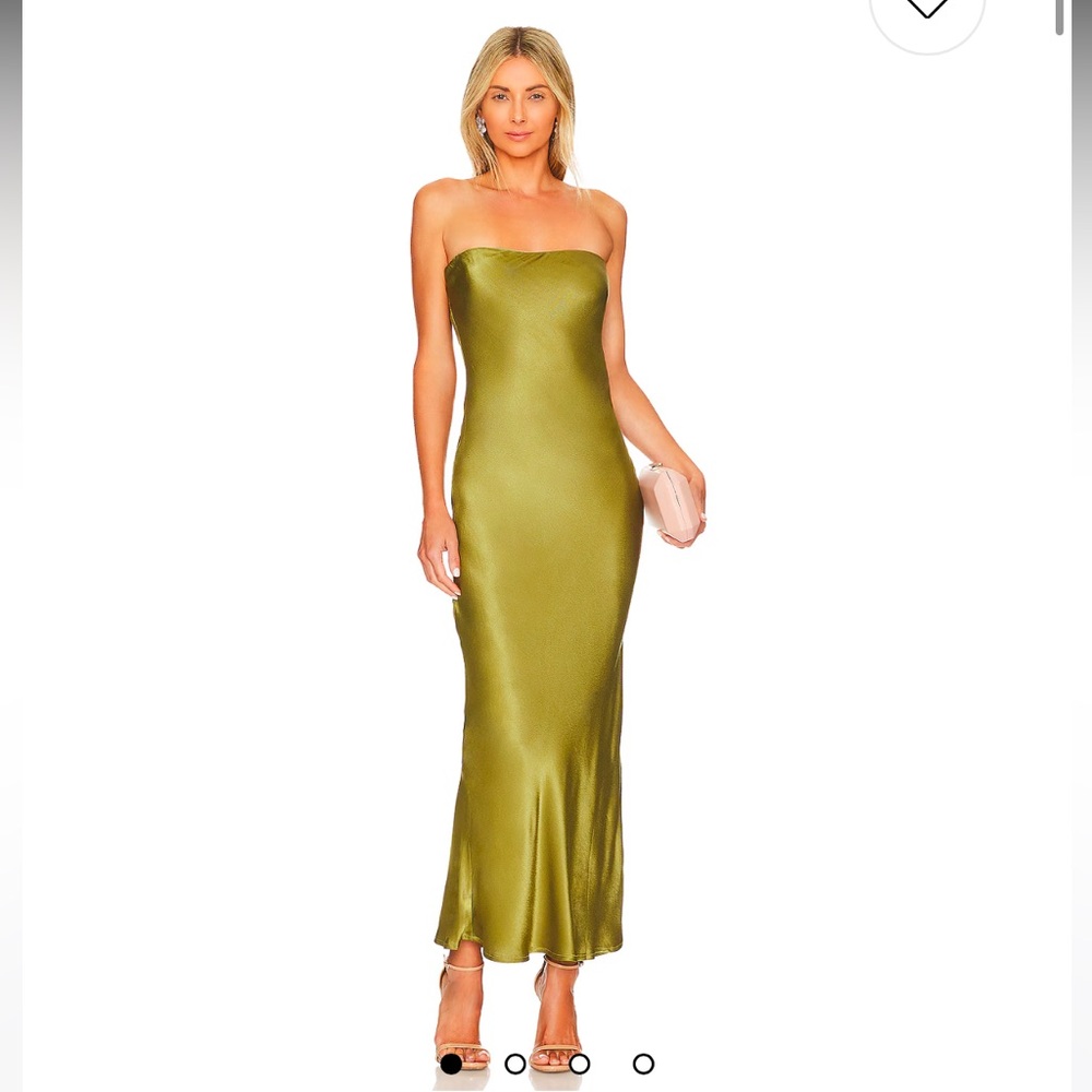 SNDYS Angel Strapless Midi Dress - Olive Size Small